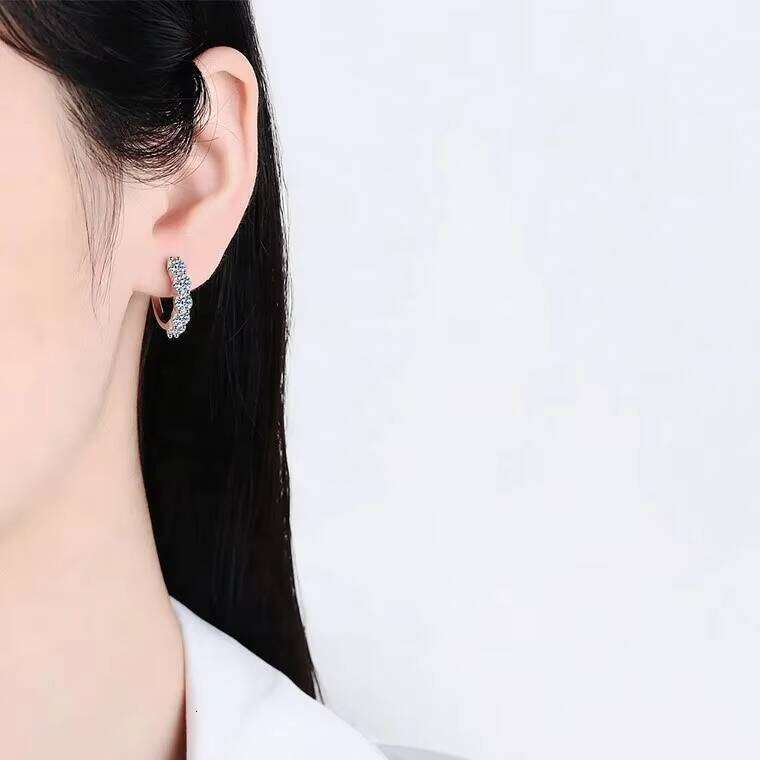 VVS Moissanite Diamond Stud 18K Hip Hop Luxury 925 Silver Hoop Earrings For Women IGI Certified 14K White Gold Earring