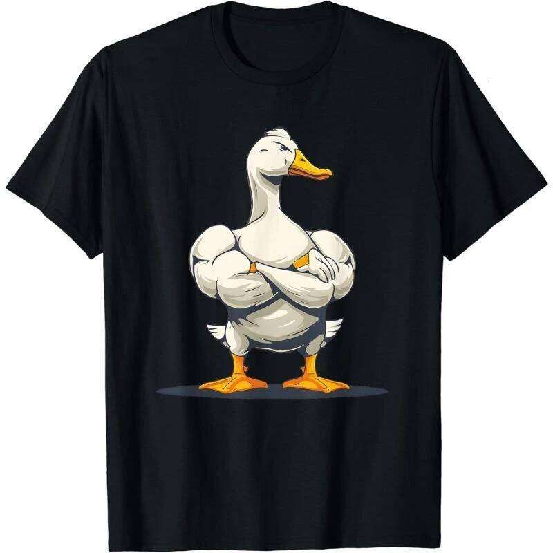 Funny Duck Fitness Black T-shirt For Men Fun Humour Text 3D Print Hip Hop Tee Shirts Summer Gym Sport Breathable Fashion Top C260207