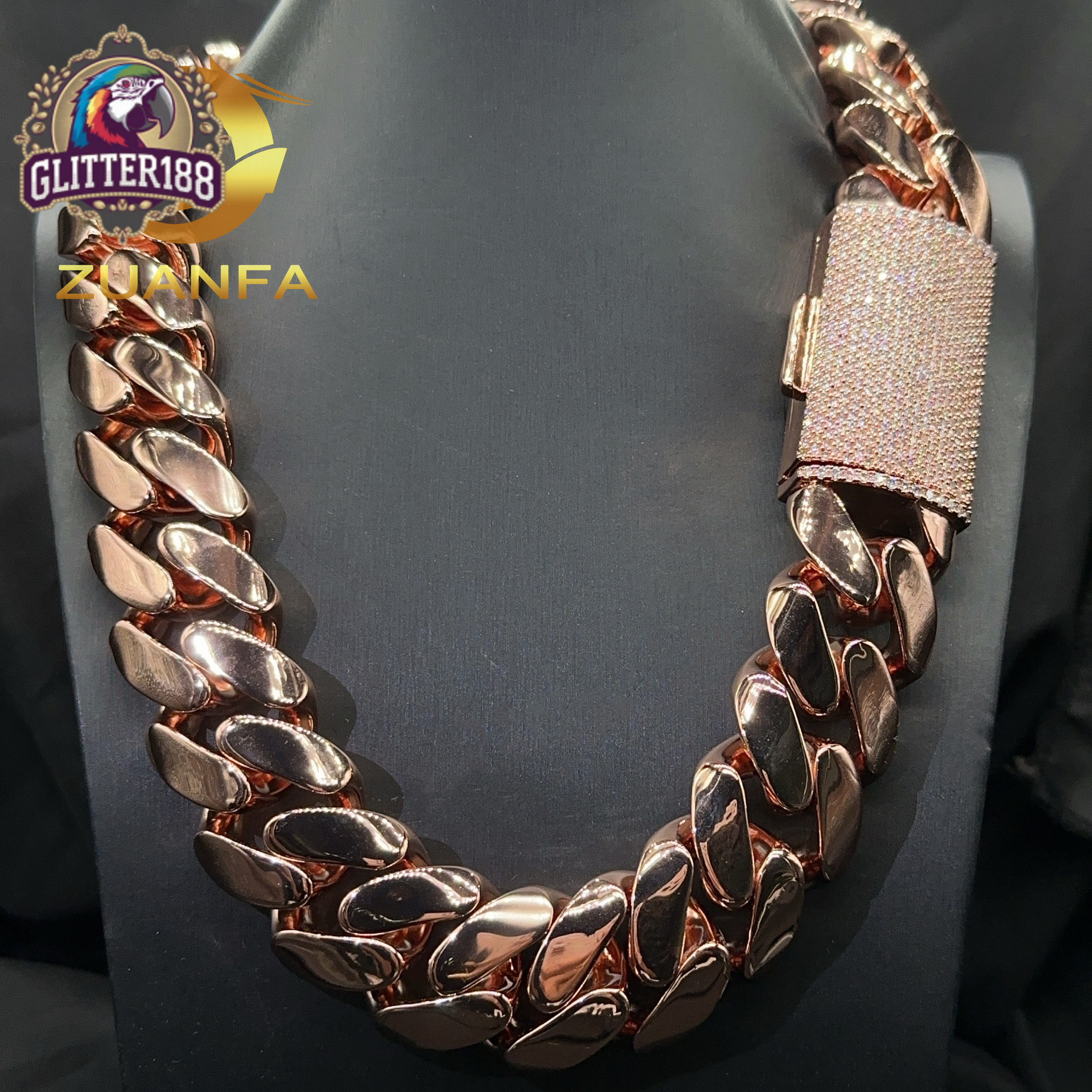 Hip Hop Jewelry Big Chain 20mm Miami Cuban Link Chain silver Cuban Men with Moissanite Clasp Men Rapper Chain