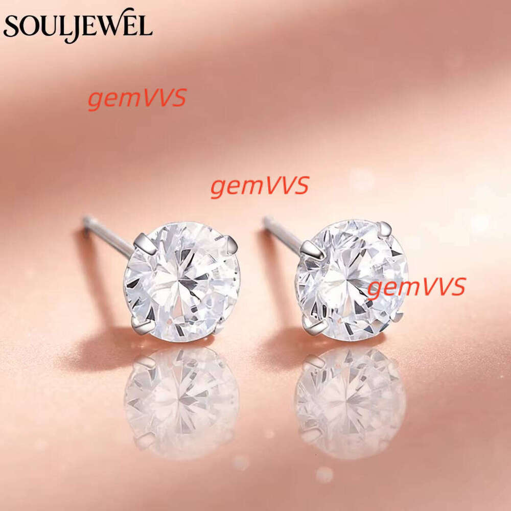 Luxury Classic Moissanite Stud Earrings In 925 Sterling Silver Rhodium Plated Claw Set Round Brilliant Cut Unisex Gift Jewelry