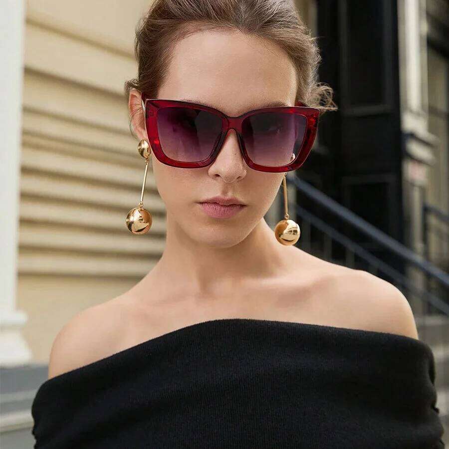 Vintage Cat Eye Sunglasses Women Square Large Frame Sun Glasses Female Brand Designer Retro Cateye Shades Fashion Oculos UV400 Y260207