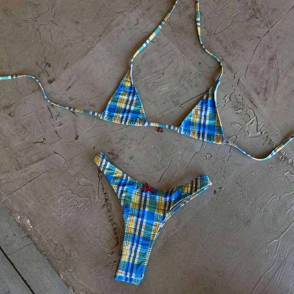 Micro Bikinis 2025 Sexy Women Swimsuit Swimwear Female Brazilian Bikini Set Biquini Bathing Suit Plaid Swimming Suits Beachwear C260207