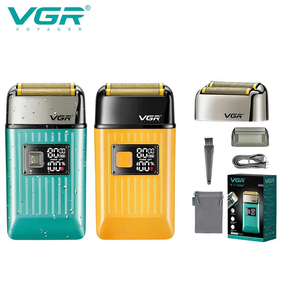 VGR Mens Razor IPX6 Body wash professional intelligent digital display multi-functional shaving sculpting hair trimmer V-357 260126