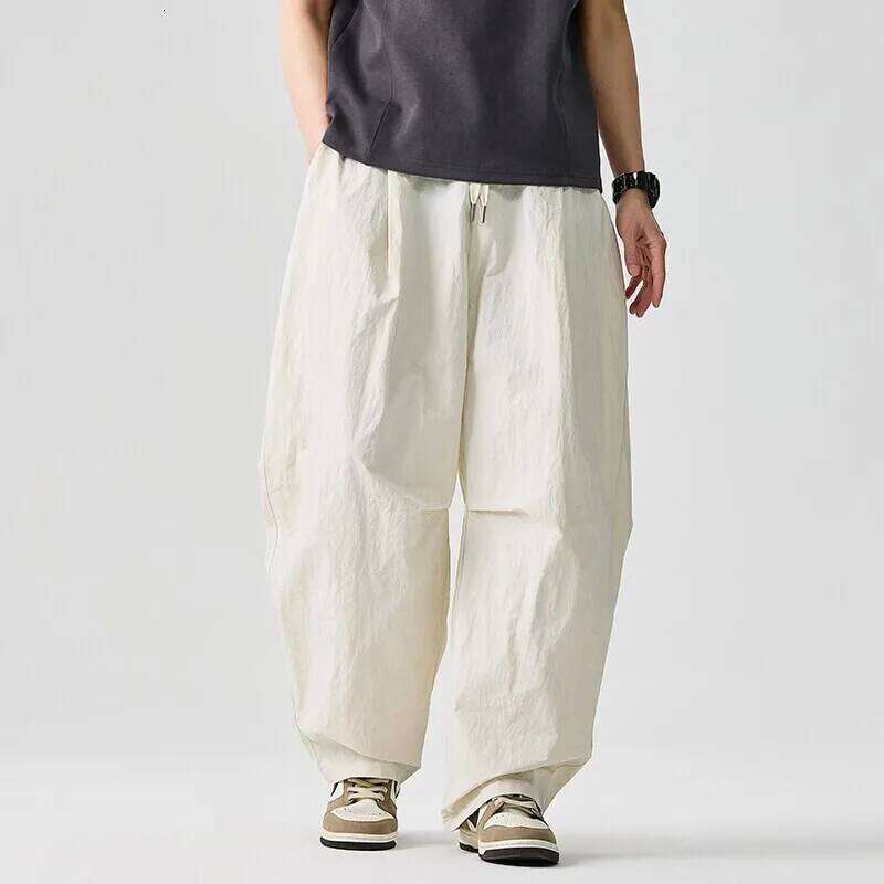 Wide Leg Men and Women 2026 New Light Thin Solid Casual Harun Pants Elastic Waist Loose Oversize Fashion Trendy Streetwear