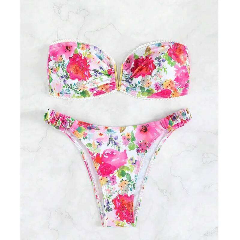 New Floral Sexy Bikinis Swimsuits Women's Swimwear Push Up Female Beach Swim Wear Bathing Suits Brazilian Bikini Set Pool Bather C260207