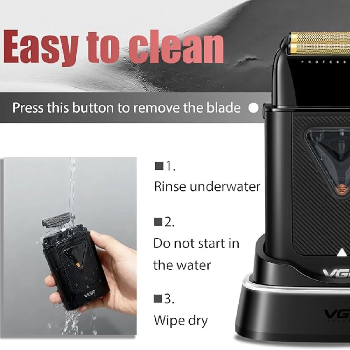 VGR Shaver Professional Beard Trimmer Electric Shaver 10000 RPM Vector Motor Razor Shaving Machine Foil Shaver for Men V-334 260126