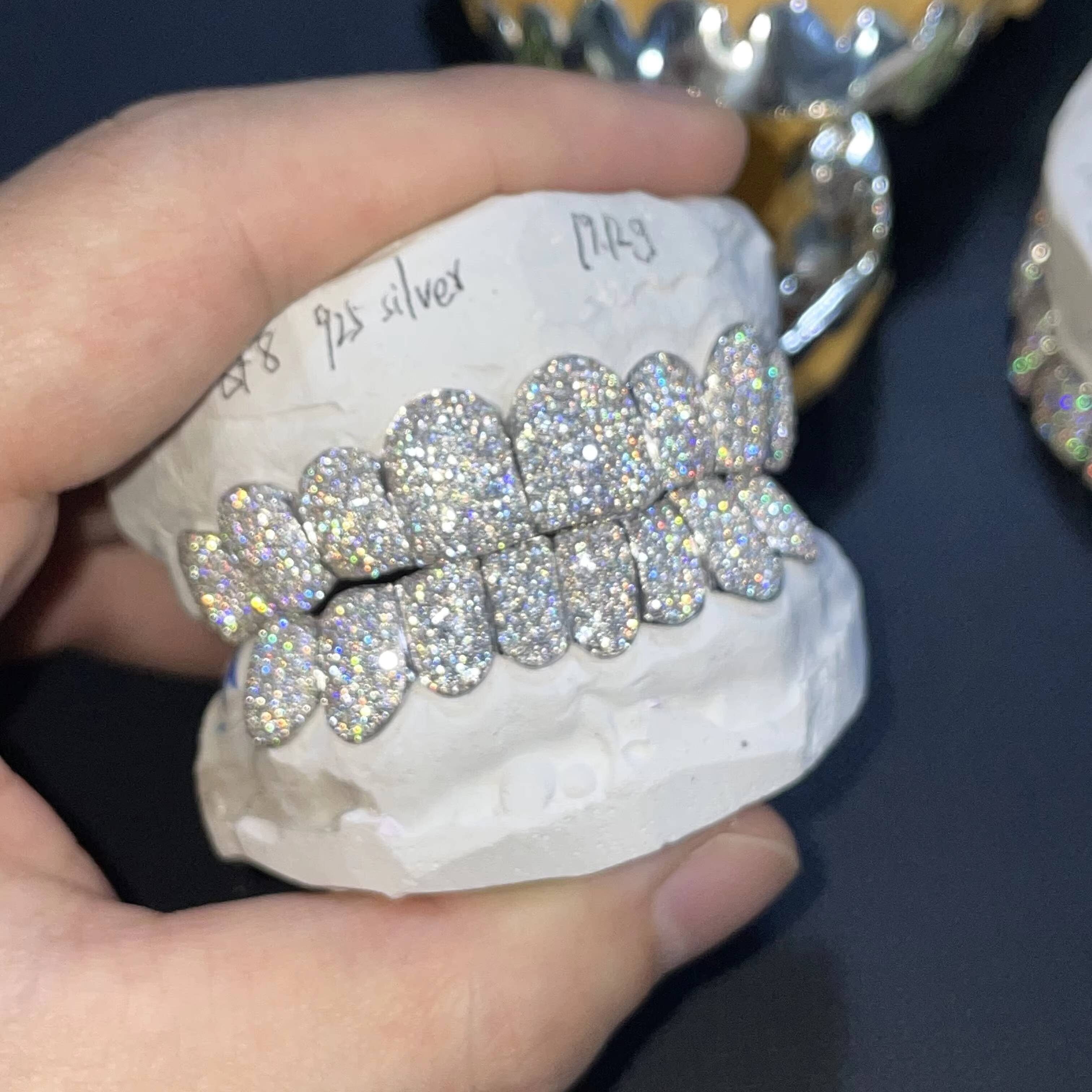 Help Customer Setting Diamonds Iced Out Your Own Grills 10-15MM VVS D Moissanite Gold Dental Teeth Grillz