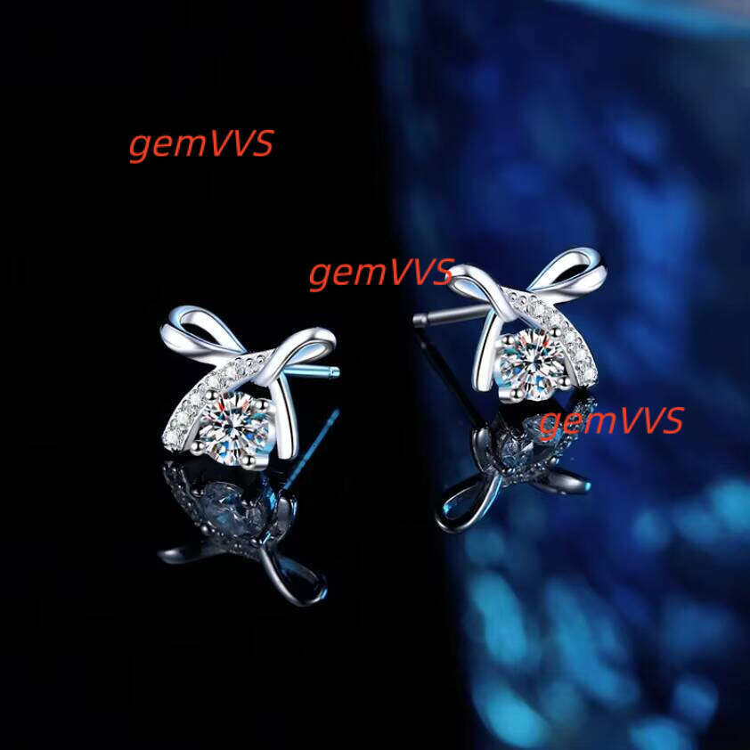 Sweet Bow - Shaped Moissanite Stud Earrings With Sparkling Crystals For Romantic Daily Wear And Special Occasions