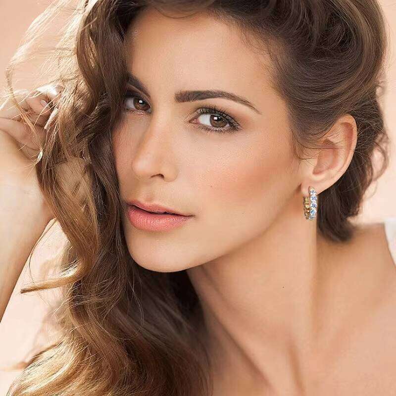 Luxury Hoops Sparking Full 3Mm 4Mm Moissanite Earrings Solid Silver 925 Huggie Wedding Engagement Jewelry Gifts For Women