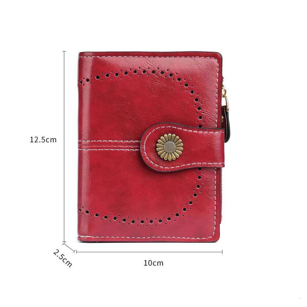 Fashionable Retro Wallet Women's Compact Zipper Multi-Functional Coin Purse Card Holder Urban Simple Style Color Daily Match Y260206