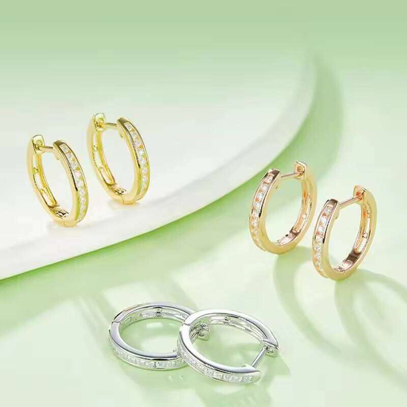 0.32Ct Diamond Earring 925 Silver Jewelry Women Engagement Huggie Hoop Earrings With Moissanite