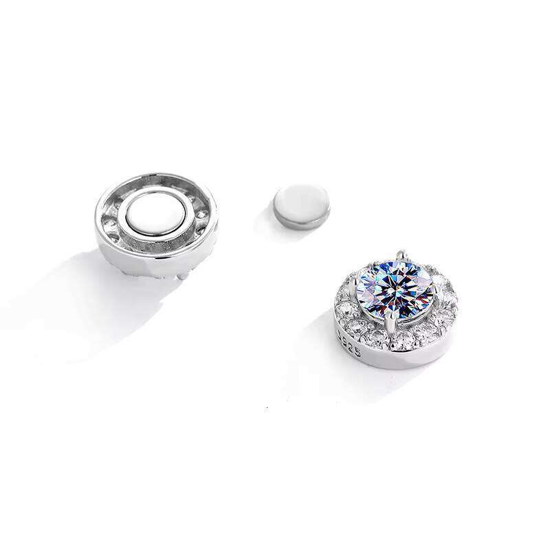 New S925 Silver Round Moissanite Diamond Single High-End Earrings, Jewelry, Wedding Jewelry