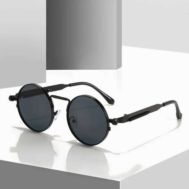 New Retro Men Punk Style Sunglasses Black Round Metal Frame Women Fashion Sun Glasses UV400 Eyewear Y260207