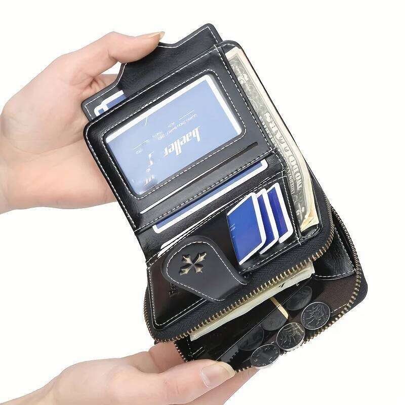 Women's Oil-Waxed Leather Clutch Small Coin Card Holder New Fashionable Buckle Zipper Wallet Y260206