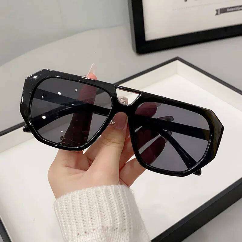 Vintage Square Sunglasses for Women Men Thick Frame Double Bridges Eyewear Female Polygon Sun Glasses Leopard Gafas De Sol Y260207