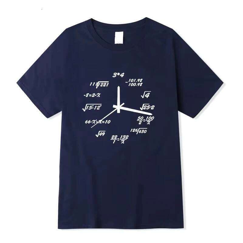 SKADE Floral Print T-Shirt Cotton Summer Loose Funny Clock Math O-Neck Casual Short Sleeve Men's Tops C260207