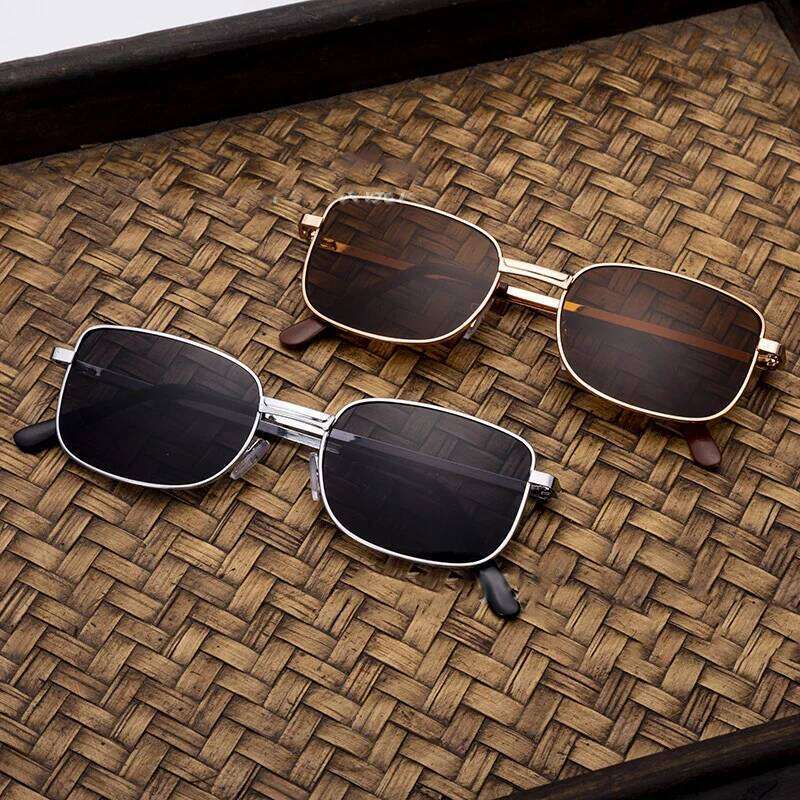 High-end men's gentleman square sunglasses for men black brown Y260207