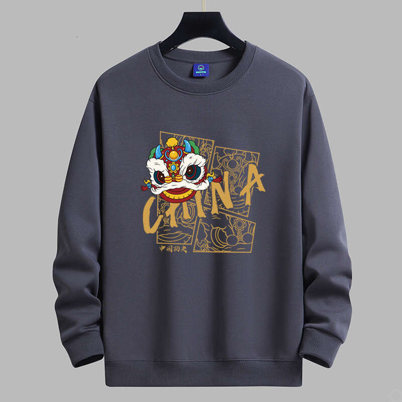 Fleece-Lined Men's Long-Sleeve Sweatshirt With A Round Neck, Autumn And Winter Base Shirt, New Loose-Fitting Unisex Couple's Jacket Luanyun