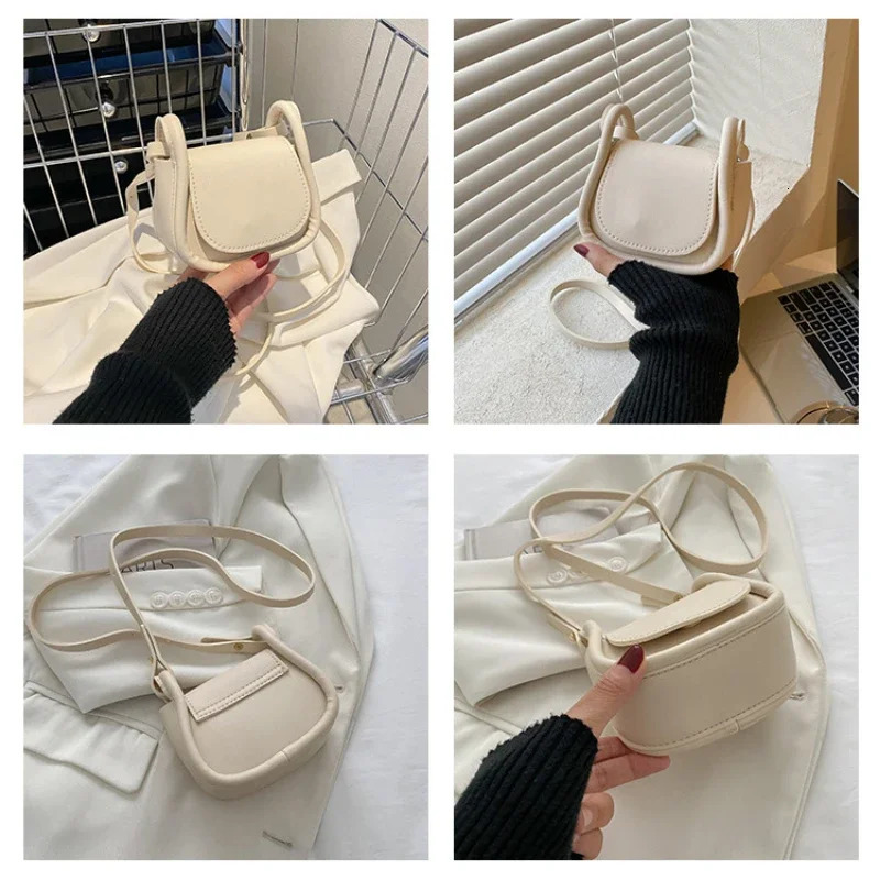 Candy Color Fashion PU Leather Mini Crossbody Bag Shoulder Bags for Women Small Saddle Lipstick Coin Money Pouch Card Holder 260208