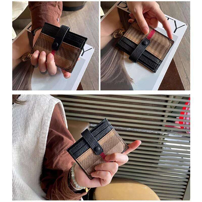 1pc Genuine Leather for Women, Stylish Bi-Fold Slim Mini Wallet, Credit Card Holder Coin Pocket, Snap Closure Y260206