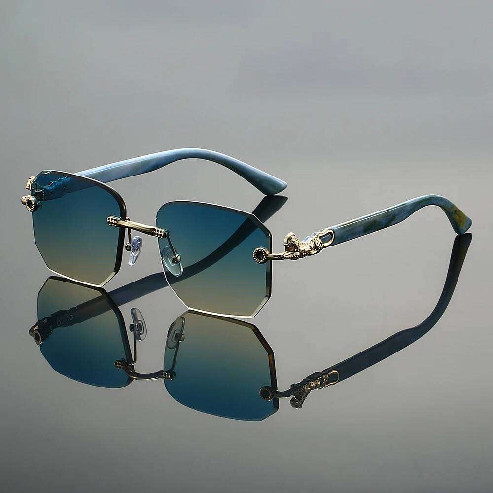 KAMMPT Rimless Square Sunglasses Men Fashion Gradient Multicolor Decor Shades Women Trendy Chic Luxury Brand Design Sun Glasses Y260207