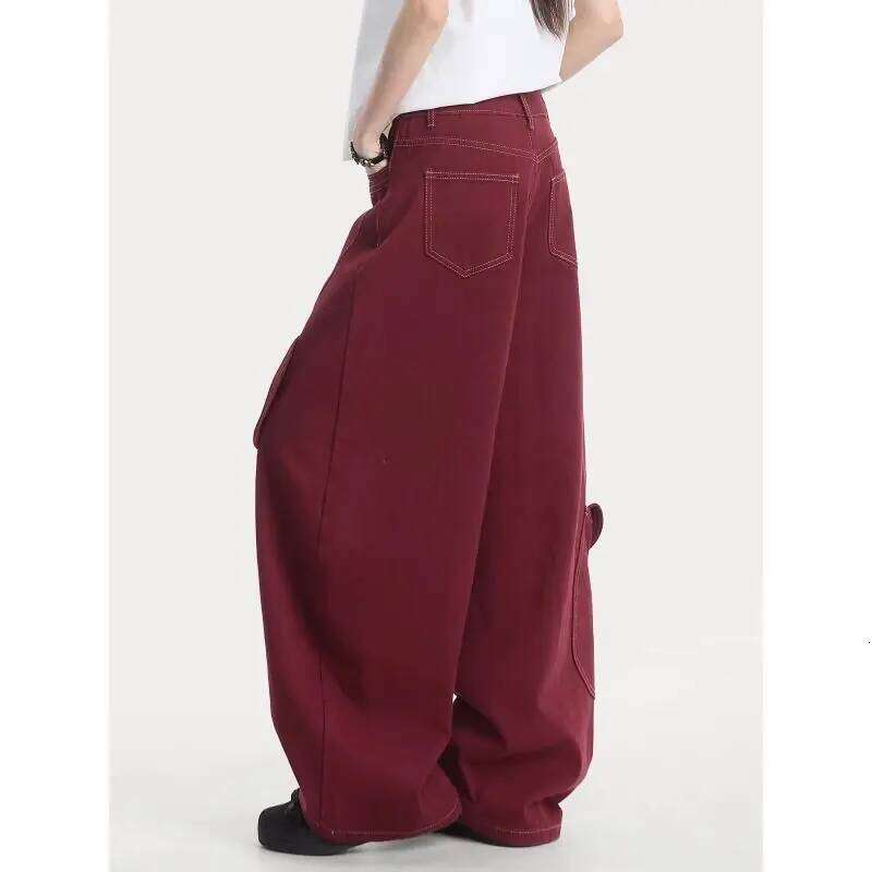 Women's Bright Line Decoration Wide Leg Sweatpants Unisex Loose Pants Spring Y2k Bottoms Female High Waisted Baggy Trousers