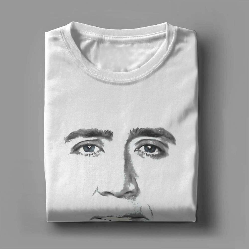Funny N-Nicolas C-Cage Full Face Men's T Shirts Casual Tee Shirt Short Sleeve Crew Neck T-Shirt Cotton Birthday Gift Clothing C260207