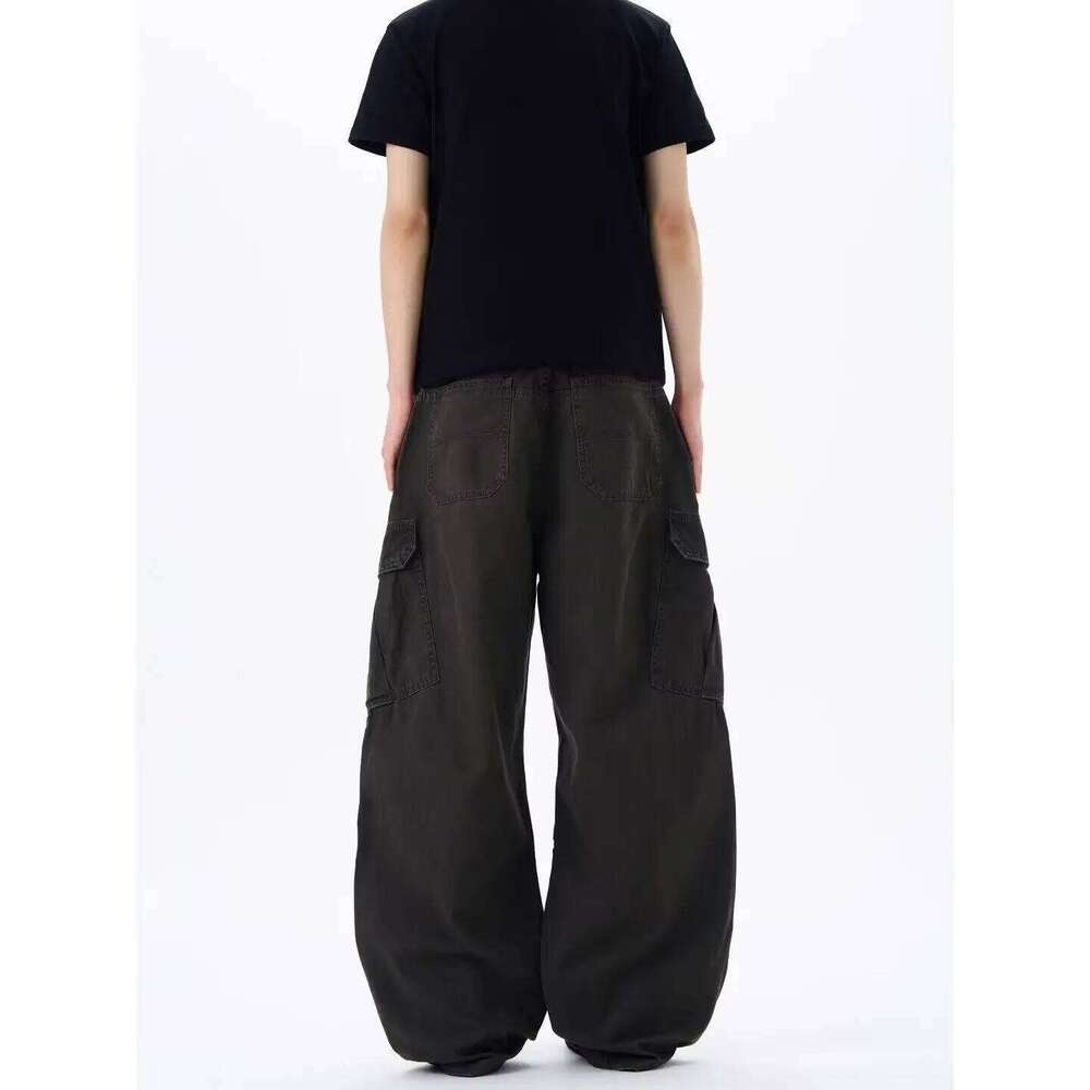 Men's Multi-pocket Casual Cargo Pants Street Style Cool Boy Spring Sweatpants Male Personality High Waist Trousers