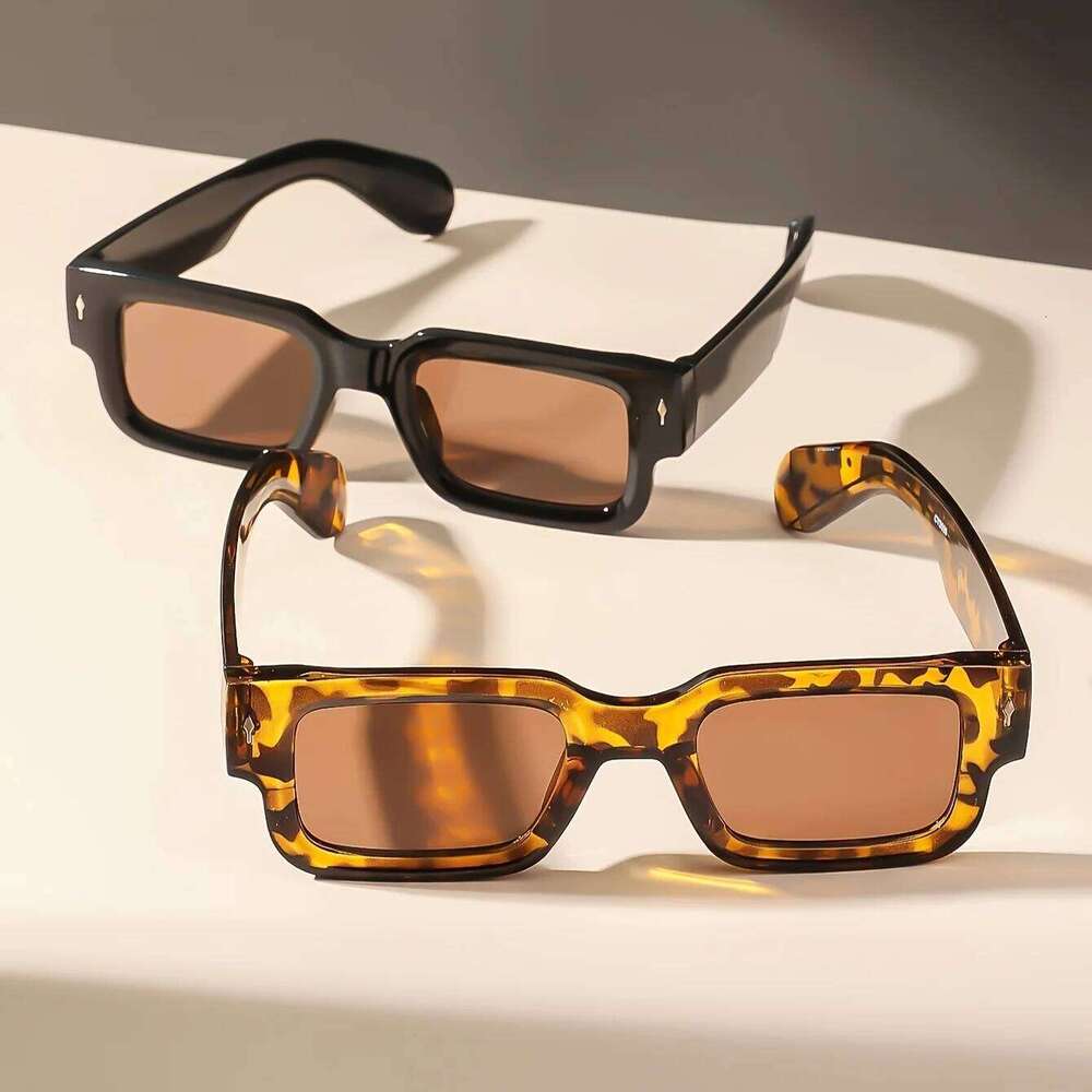 1PC Unisex Retro Square Sunglasses Classic UV Protection Plastic Frame Shades for Outdoor Travel Driving Y260207