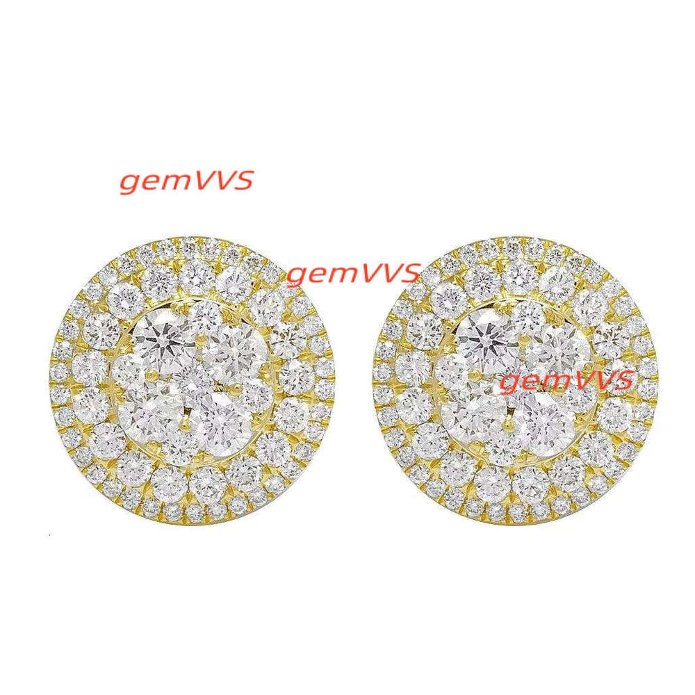 Luxury 925 Sterling Silver Earrings Round & Baguette Cut Icedout Floral Pattern Moissanite Stud Earring For Men Women