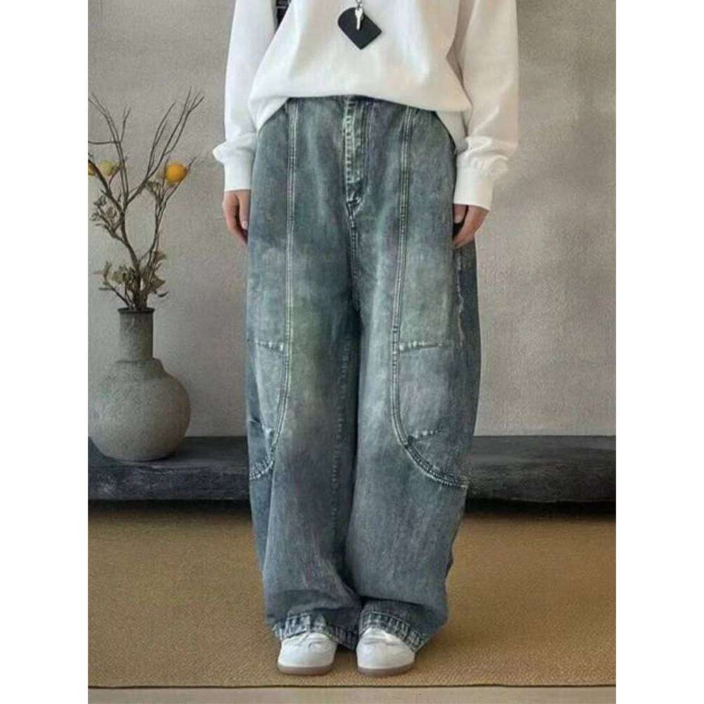 Amax LuluE 2026 Spring Vintage Soild Jeans Womens Korean Design Fashion Denim Pants Ladies Classic Causal Loose Elegant Trousers