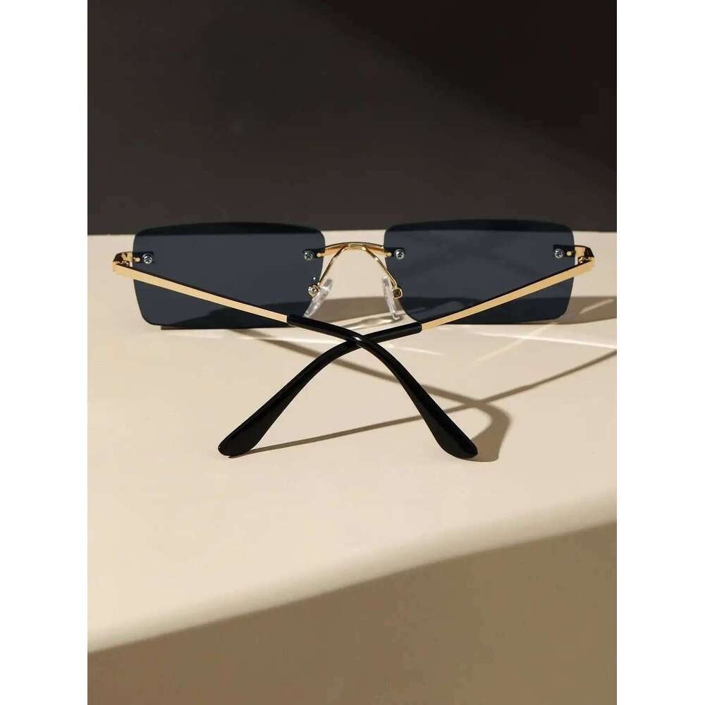 New Unisex Metal Square Frame Fashio Rimless Sunglasses For Outdoor Beach Party Y260207