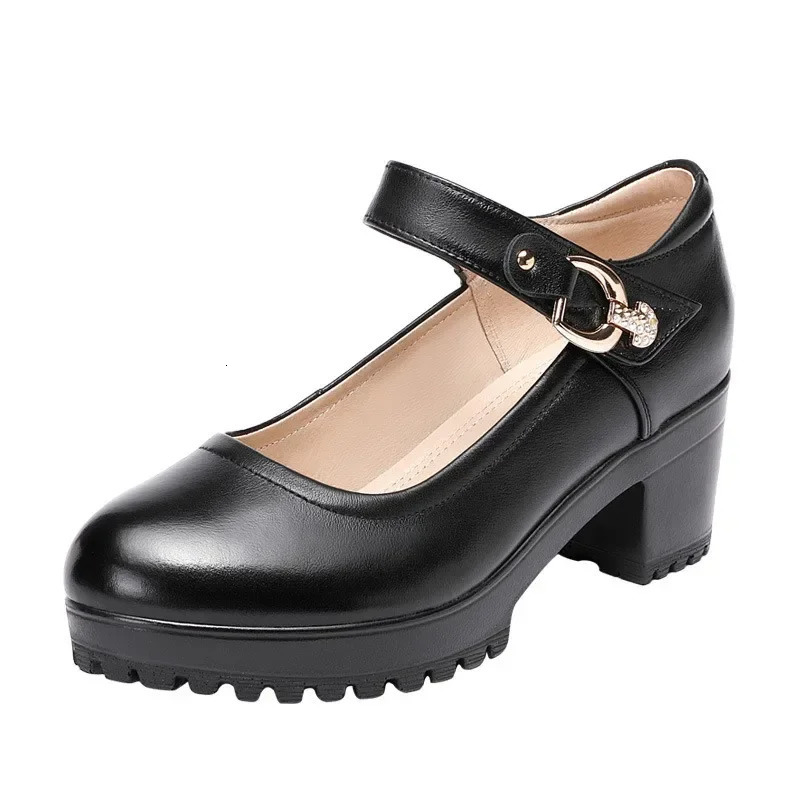 Small Big Size 3243 Block Heel Platform Shoes 2025 Fall Spring Med Heels Pumps Ladies Wedding Work for Office 260208