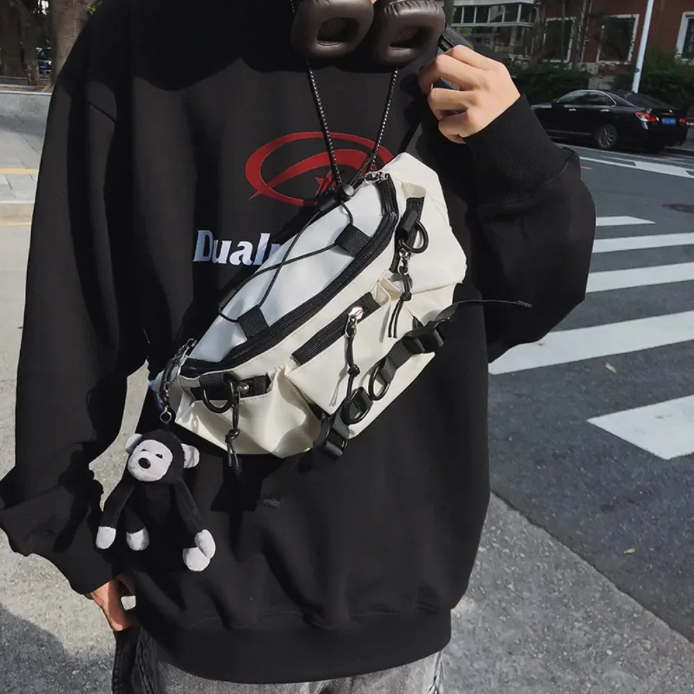 Techwear Style Punk Hip Hop Single Shoulder Crossbody Bag Men Women Street Vintage Chest Bag Casual Sport Fanny Pack 260130