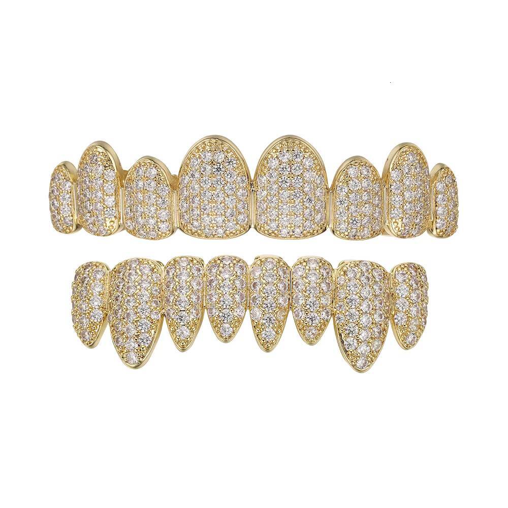 Custom Hip Hop Grillz 18K White Gold Plated Braces Zirconia Moissanite Vvs Diamond Iced Out Grill Grillz for Teeth