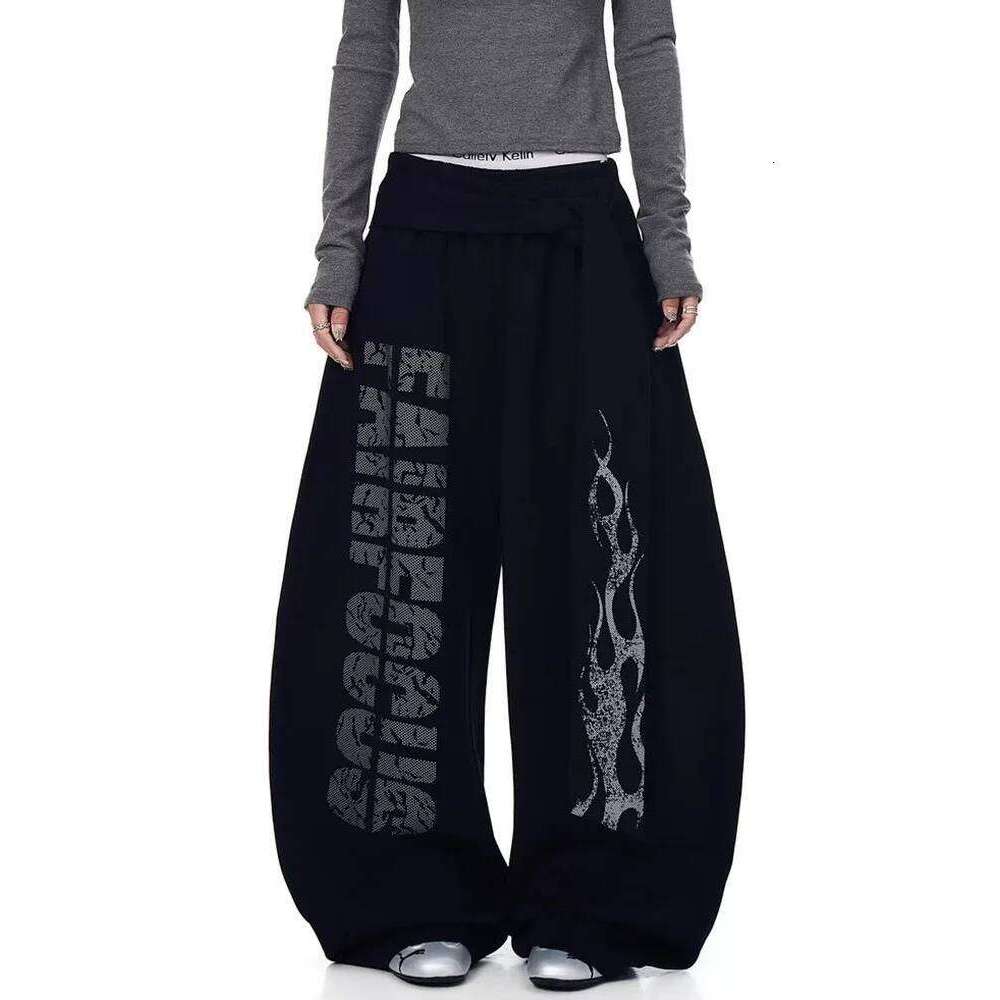 Belt Y2K Sweatpants Women Harajuku American Hip Hop Loose Wide Leg Pant Bf High Waist Vintage Spring Casual Trousers New