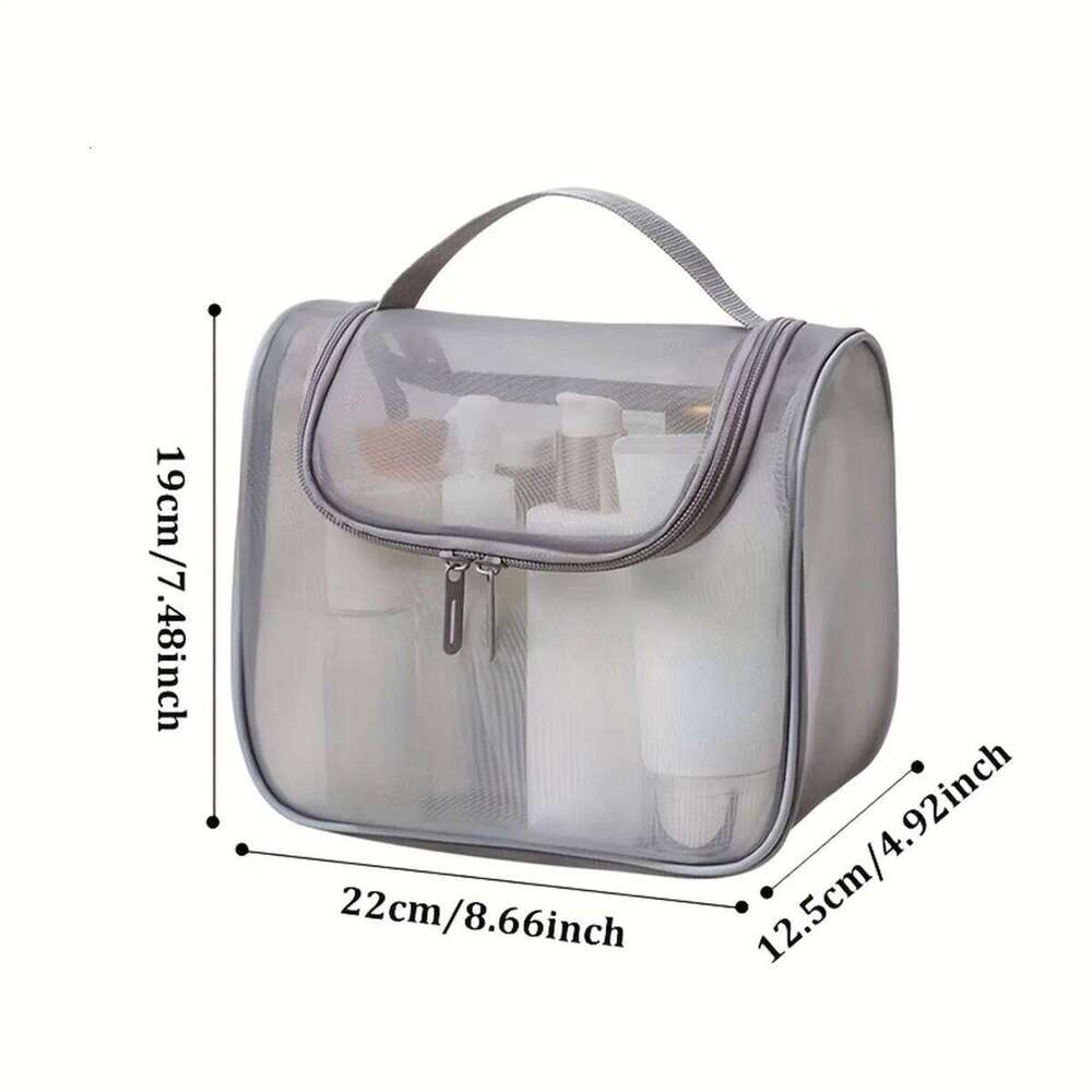 New multi-functional toiletries curved nylon mesh portable makeup women's large capacity cosmetics storage bag Y260206