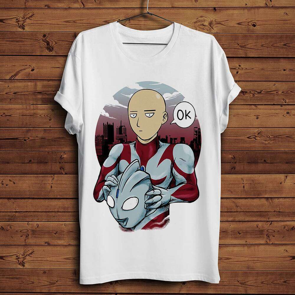 one punch Hero,Saitama,OK MAN,Funny Anime Tshirt ,Men White Casual Short Sleeve T-Shirt,Unisex Streetwear,manga Tee C260207