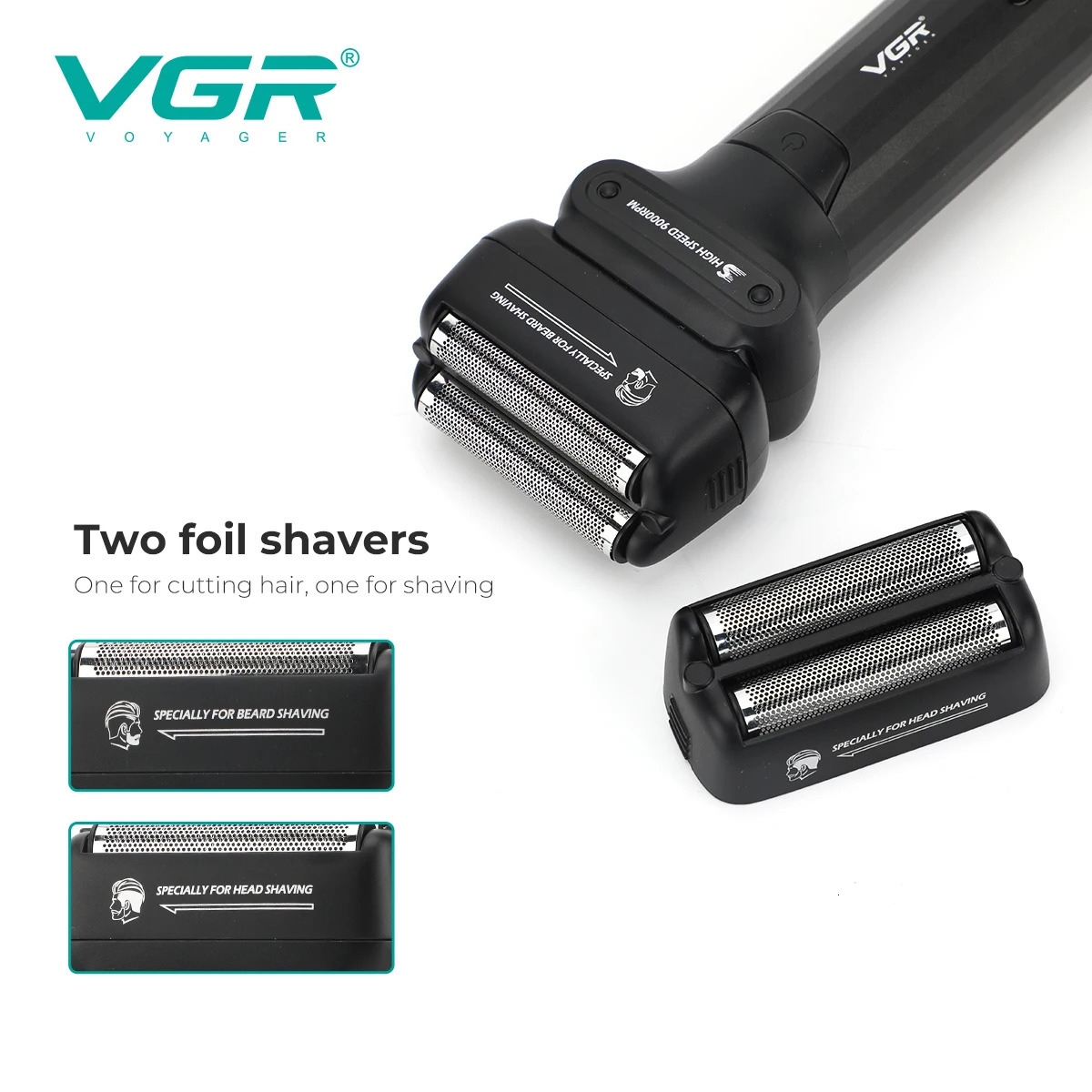 VGR Shaver Professional Beard Trimmer Electric Shaver Waterproof Razor 9000 RPM Shaving Machine Portable Shaver for Men V-368 260126