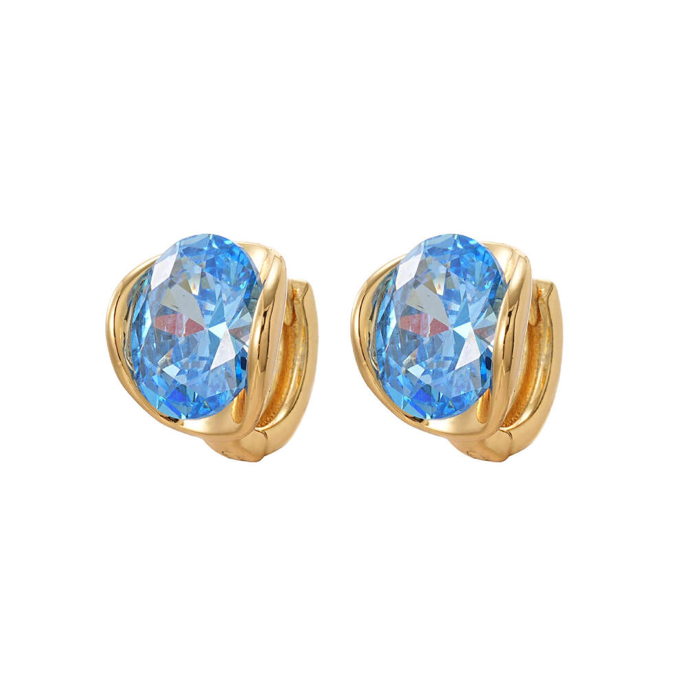 blue zircon earrings for women, light luxury fashion, high-end simple versatile earrings, exquisite and elegant jewelry