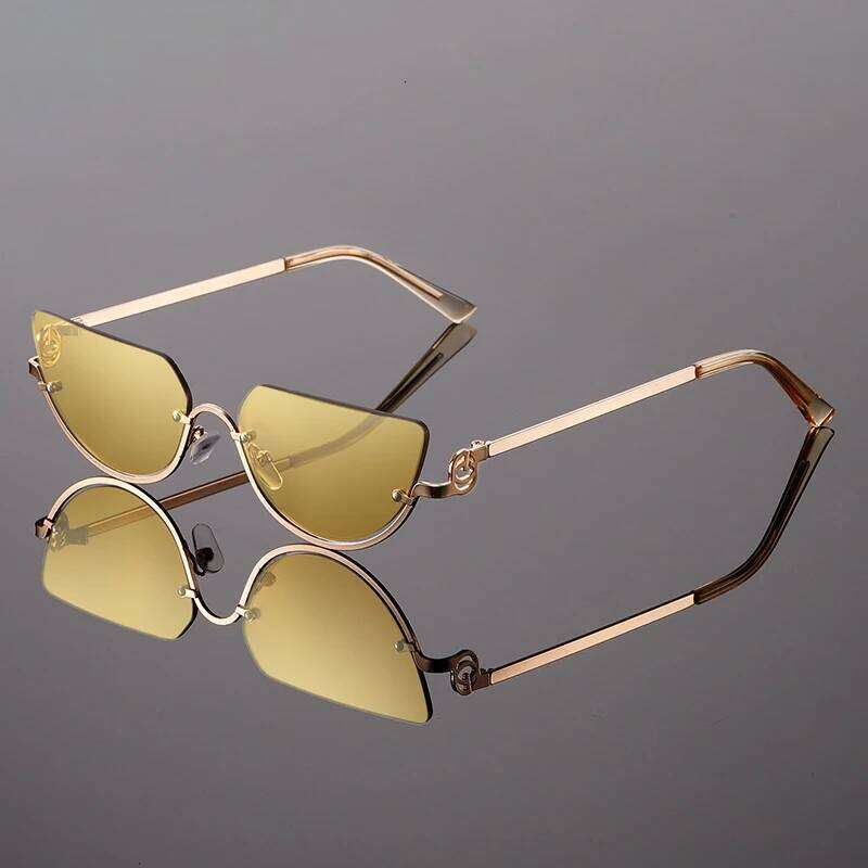 KAMMPT Fashion Retro Semi-Rimless Oval Shades Women's New Trendy Korean Style Travel Chic Metal Rim Decor Sunglasses Y260207