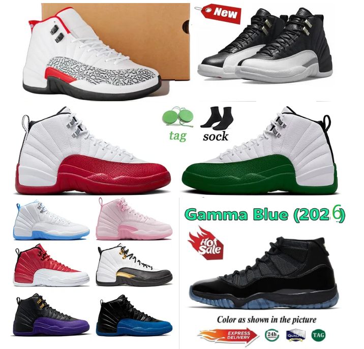 2026 Taxi Flu Game 12s Cat Big boy basketball shoes 12 11s French Blue Blueberry Melo Royal Playoff Wolf Grey Winterized girl trainers outdoors sneakers shoes 11 3y-7y