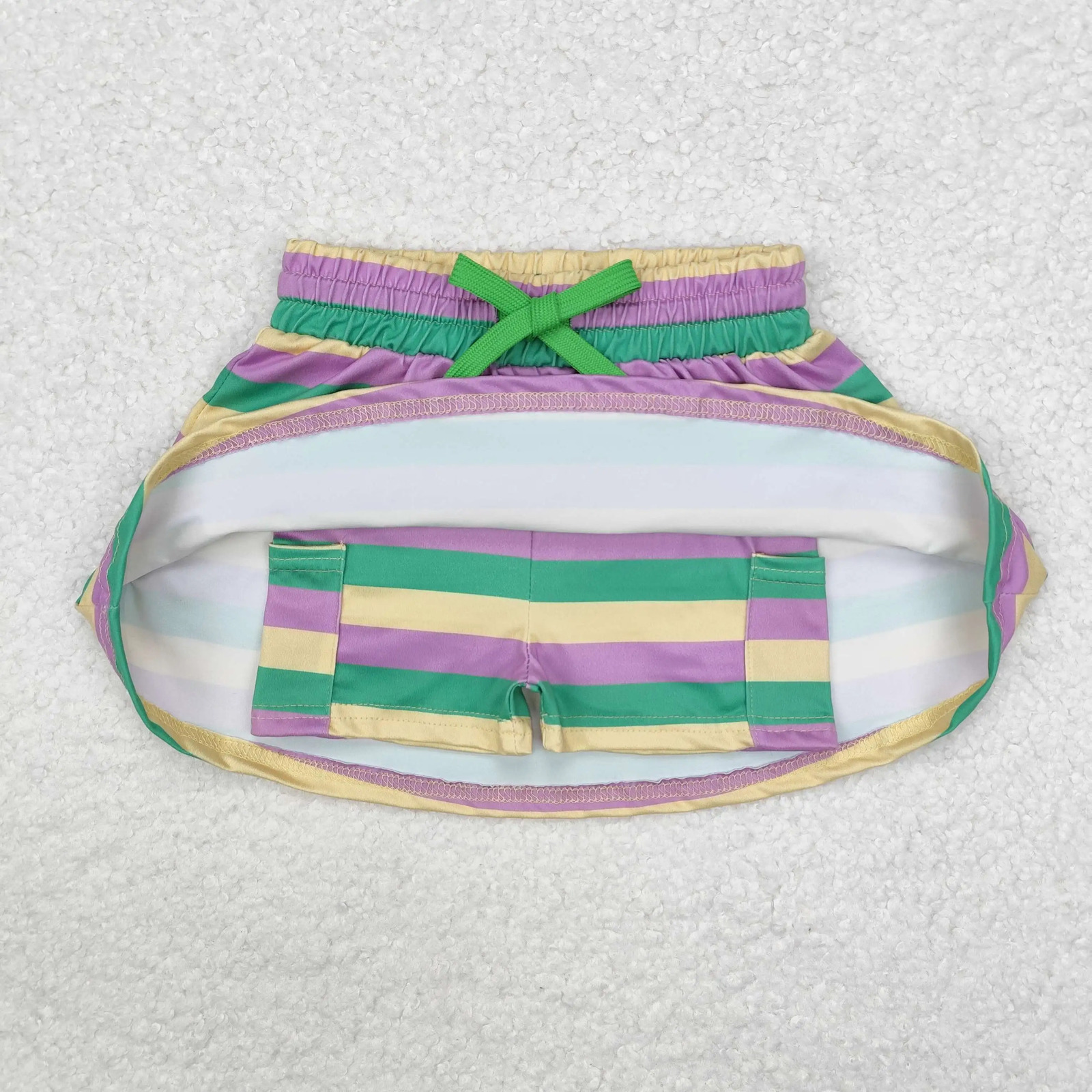 Wholesale Fashion Baby Girls Clothes Mardi Gras Checkered Bows Skort Skirts Shorts Children Infant Kids ner Clothing 260207