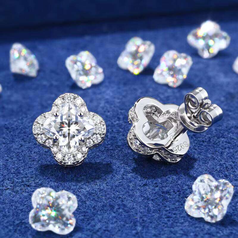 Fashion Rapper Jewelry Iced Out Flower Earings Gold Plate 925 Sterling Silver VVS Moissanite Diamond Stud Earrings For Gift