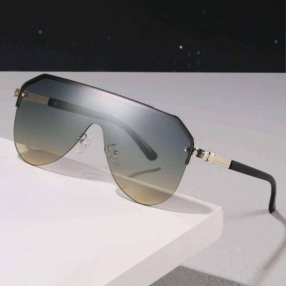 Vaneasel 1pc men women one-piece metal rimless frame trendy fashion versatile sunglasses suitable for daily outing and photo use Y260207