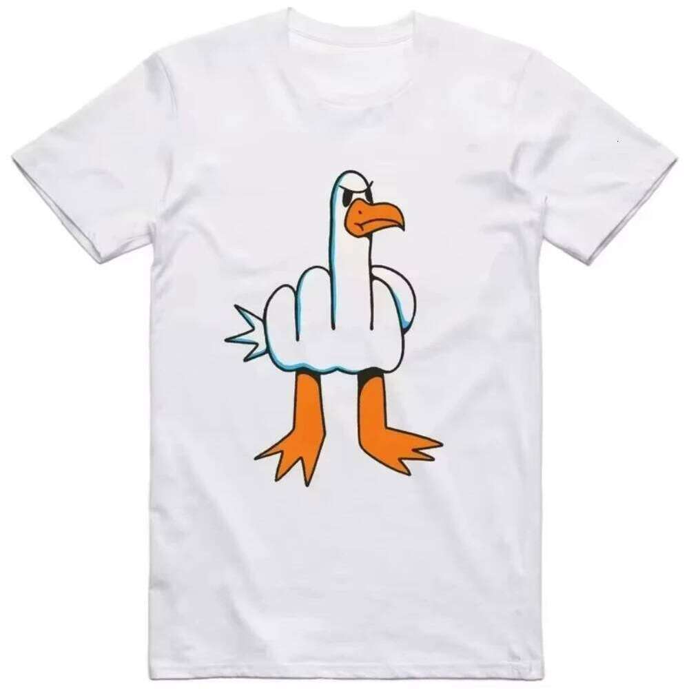 Rude Seagull Design Funny Graphic Tshirt Loose Fit Casual Tee Daily Streetwear Breathable Tops for Men and Women Cartoon Shirt C260207