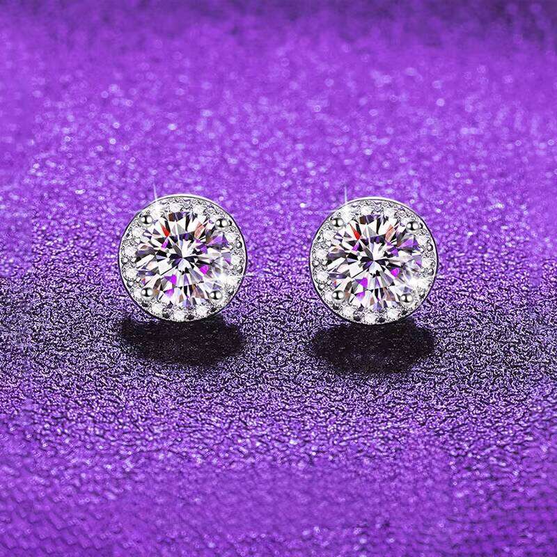 Unique Design S925 Sterling Silver Non Pierced Magnetic Earrings Round Cut 1Ct VVS GRA Moissanite Hypoallergenic Women Jewelry