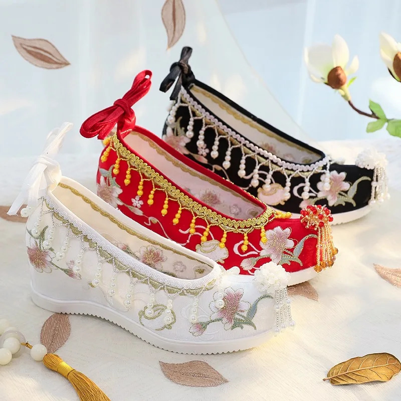 Spring Summer High Heel Hanfu Shoes Embroidered Chinese Style Wedding 260208