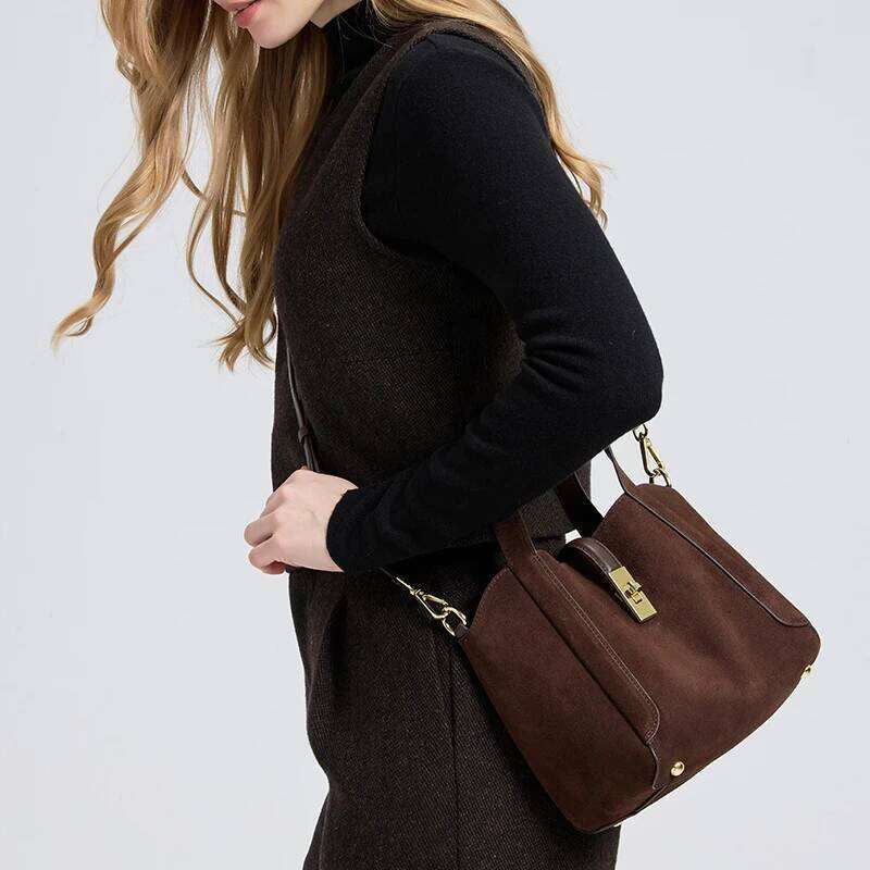 Autumn And Winter Women's Natural Suede Handbag Female Designer Luxury Crossbody Shoulder bag Leather Tote Bags C260207