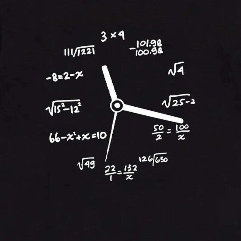 Mathematical Equation Clock Pattern Men Clothes Fashion Oversize T-Shirts Streetwear 100% Cotton Loose Tops Breathable Tee C260207